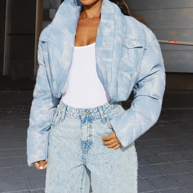 

Streetwear Fashion Women‘s Tie Dye Print Long Sleeve Parkas Jacket Thick Warm 2025 Winter Autumn Outwear Coats