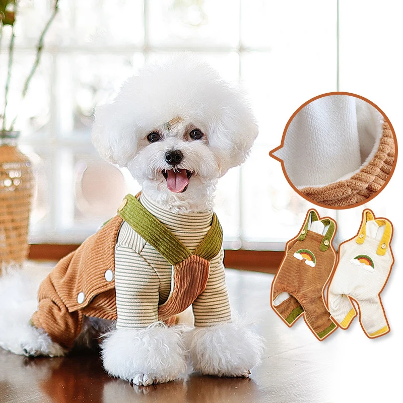 Puppy Jumpsuit Chihuahua Costume Rainbow Luxury Dog Clothes Pajamas Bichon Chihuahua Winter Overalls Casual Clothing Pet Items