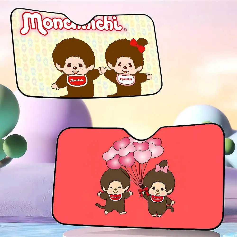 أنيمي M-Monchhichi-S زجاج سيارة الشمس الظل طوي سيارة الجبهة يغطي مظلة السيارة لملحقات السيارات كتل الأشعة فوق البنفسجية
