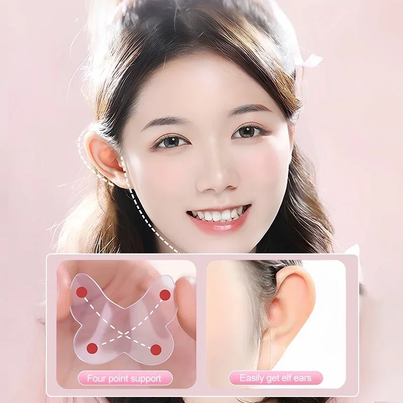 Pegatinas de oreja de elfo, parche de corrección de lóbulo de oreja Invisible reutilizable en forma de mariposa, cinta impermeable de silicona para parche de soporte de oreja