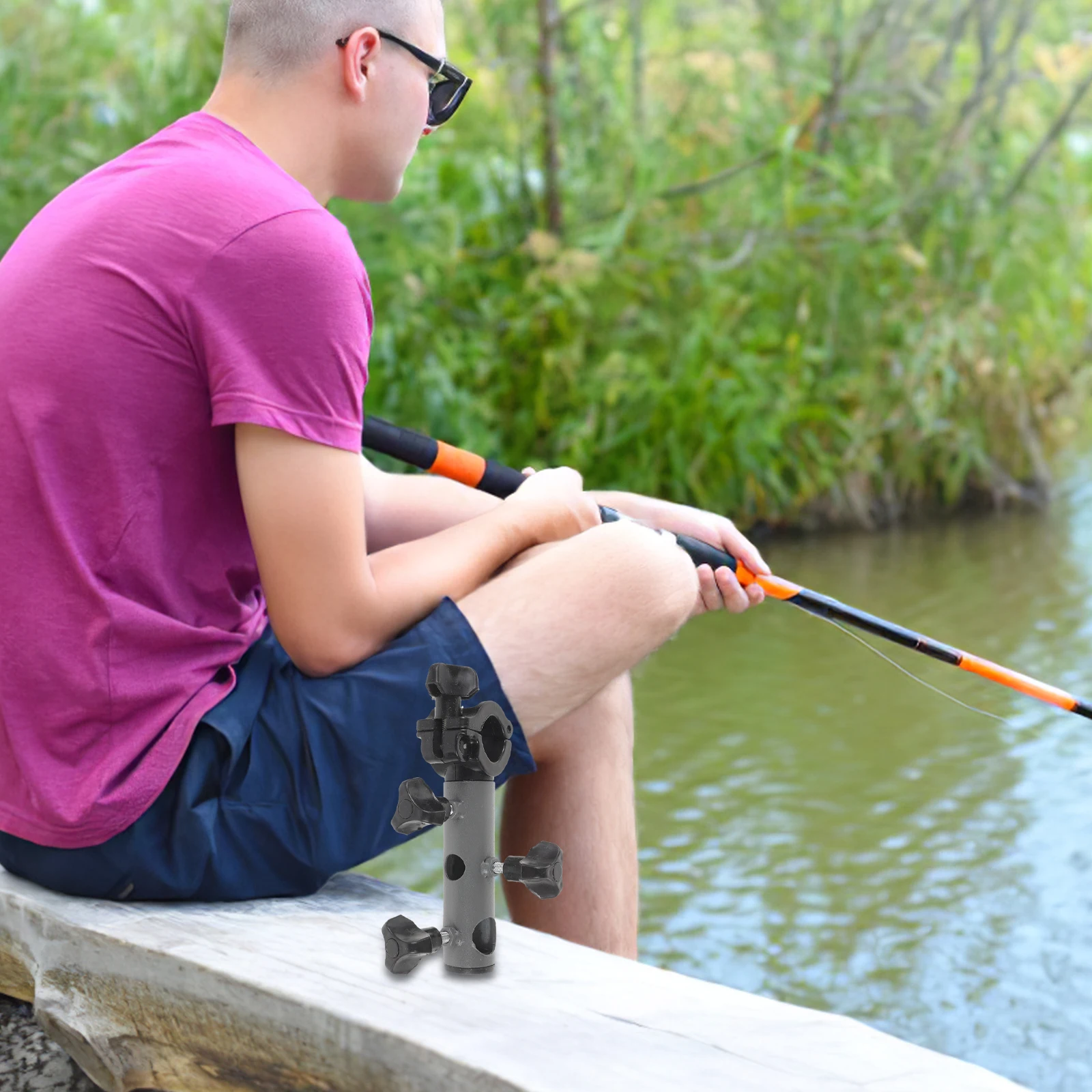 

1 set Fishing Rod Holder Umbrella St Bait Tray Rack Adjustable Angle Durable Fishing Supplies Parasol St Pole Support Portable