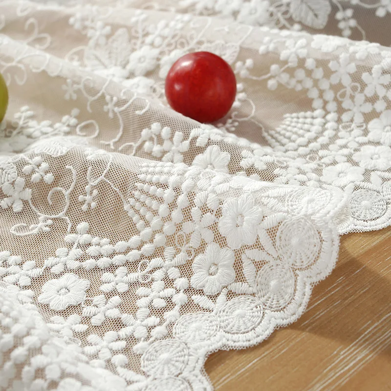 White Lace Table Runner Floral Embroidered Tables Lace Doilies Dressers End Tables for Wedding Decorations Tea Party Baby Shower