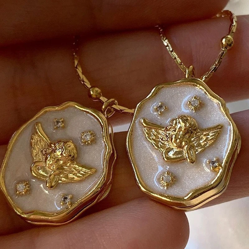 2024 New Angel Opening and Closing Album Box Necklace for Women Retro Pet Photo Frame Clavicle Chain Party Jewelry Birthday Gift