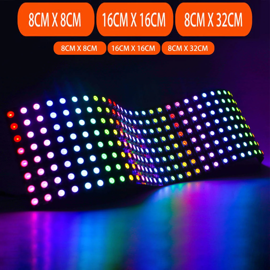 WS2812B Individually Addressable Digital Flexible Panel Light WS2812 IC RGB LED 8x8 16x16 8x32 Pixel Module Matrix Screen DC5V