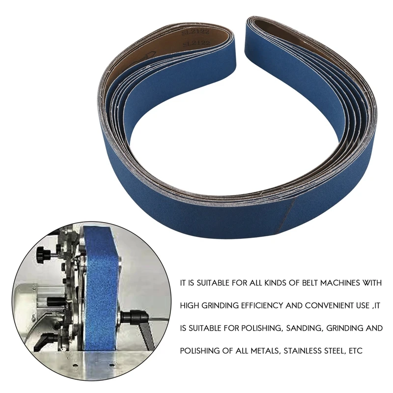 6 قطع 2 × 72 بوصة 120 حبيبة زركونيا أحزمة صنفرة معدنية طحن تلميع