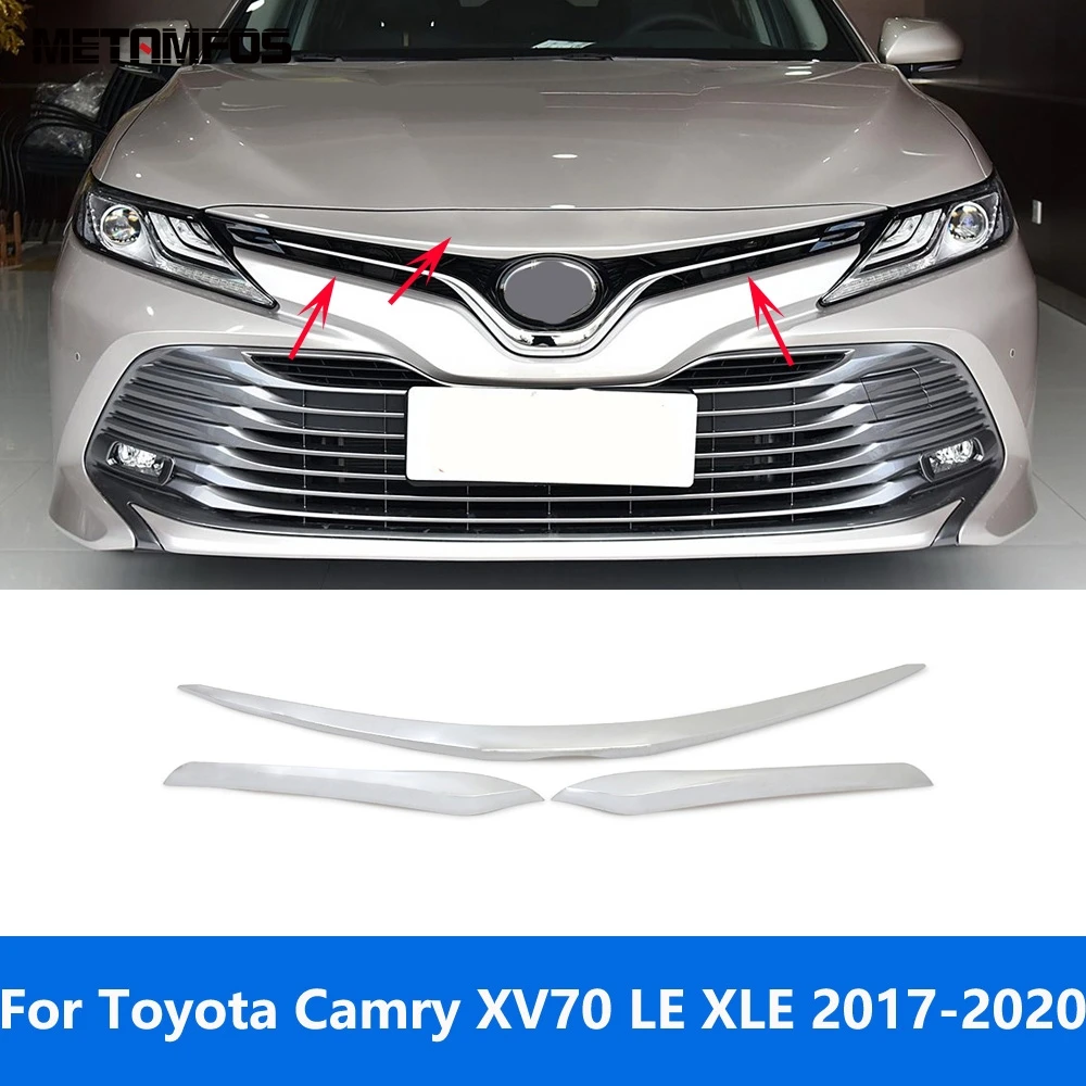 

For Toyota Camry XV70 LE XLE 2017 2018 2019 2020 Chrome Front Center Grille Trim Front Engine Hood Lid Accessories Car Styling