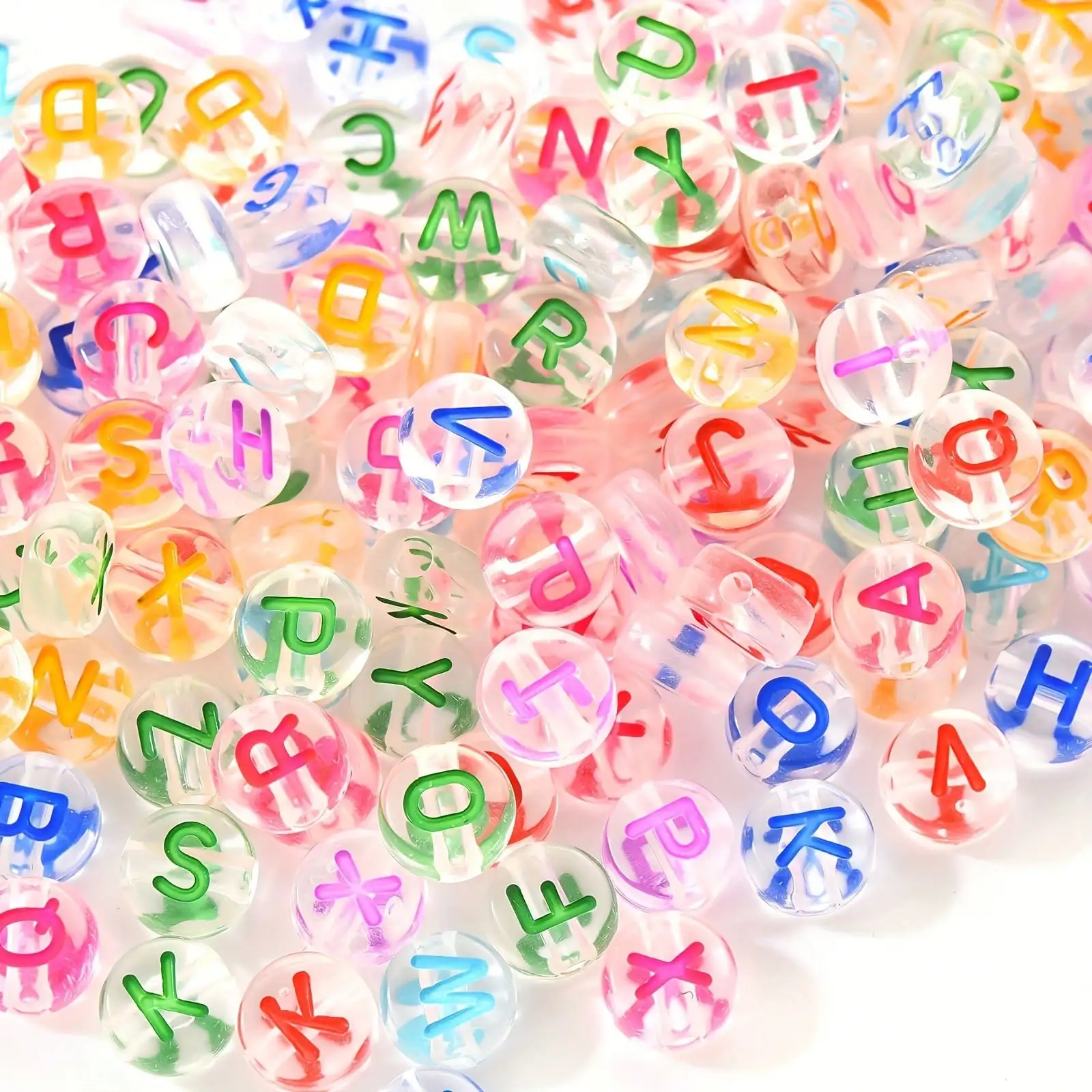 100/300/500/Stück 4x7mm Runde Acryl Schwarz Buchstaben Perlen A-Z Gemischte Lose Perlen für DIY Armband Halskette Schlüsselanhänger