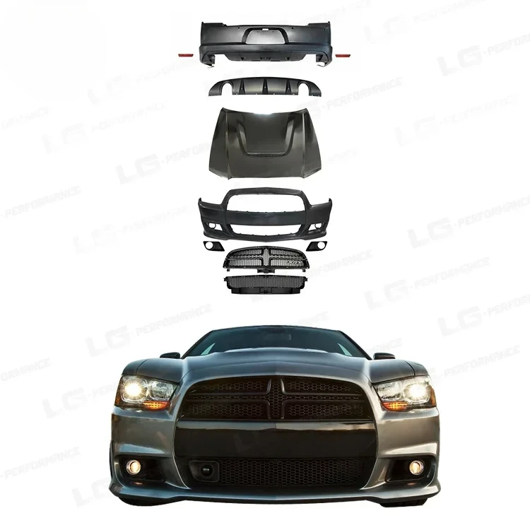 

Новый Bodykit для Dodge Charger 2008-2014, комплект кузова в стиле SRT, передний бампер, задний бампер, капот для пластиковых автозапчастей