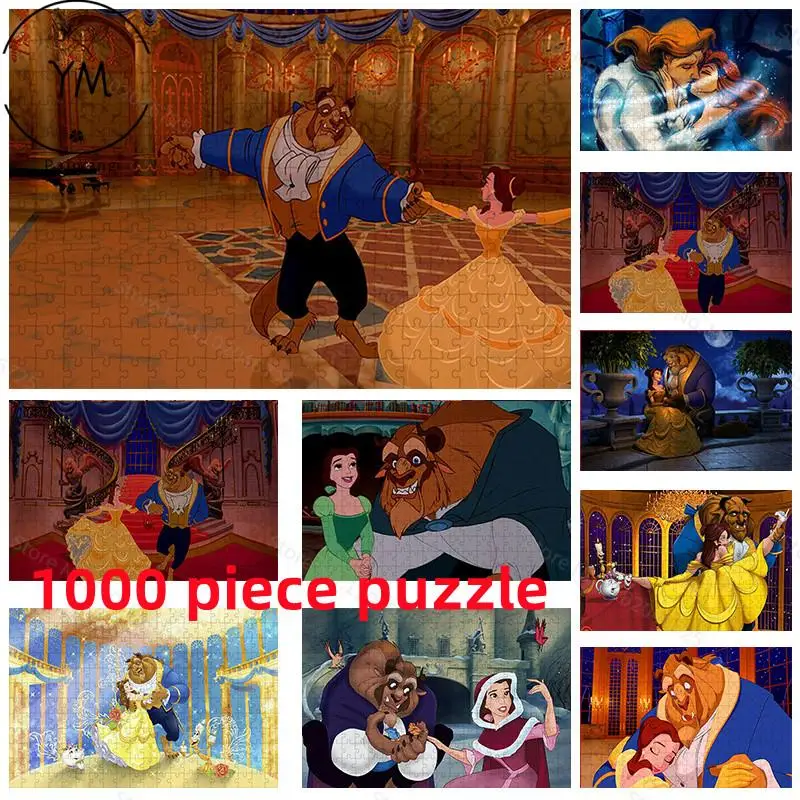 

1000 Piece Puzzles Beauty And The Beast Pictures Cartoon Puzzles Educational Toys Kids Adult Collection Hobby Birthday Gifts