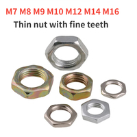 2/5/10pcs  M7 M8 M9 M10 M12 M14 M16 Zinc Plated Fine Tooth Hex Nut Hexagon Fine Thread Thin Nuts