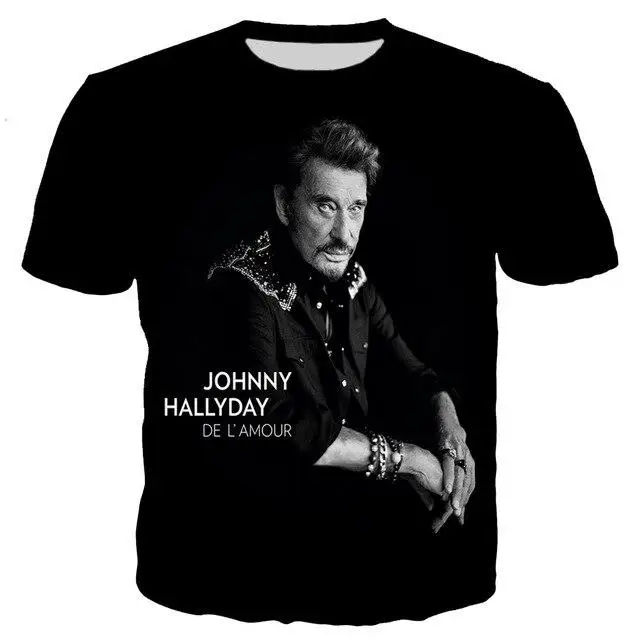 2024 New Johnny Hallyday 3D Printed T-shirt Men Women Summer Fashion Casual Streetwear Clothes Hip Hop Harajuku Style T Shirt