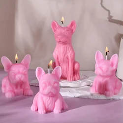 Creative French Bulldog Silicone Candle Mold 3D Animal Puppy Soap Crystal Plaster Mould Chocolate Drink Ice Making Set Pet Gifts