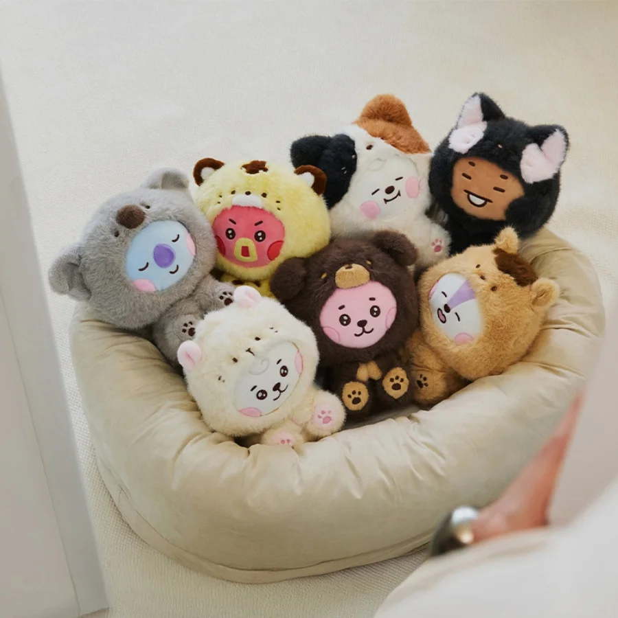 

BT21 Cartoon Character Plush Dolls, Animal Series 2, Sitting Pose Design, Cute Fluffy Style, Perfect for Room Decoration.