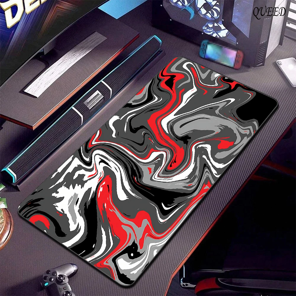 900x400 Cute Large Gaming Mouse Pad XXL Computer Gamer Keyboard Mouse Mat Strata Liquid Extend Mousepad Black and White Desk Mat