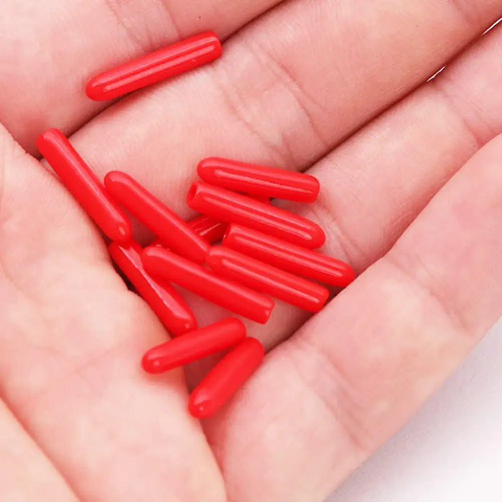 100Pcs Eyelashes Tweezers Silicone Cover Red Protective Cap Non Slip Dustproof Small Size Sleeve for Grafting Extension Tools