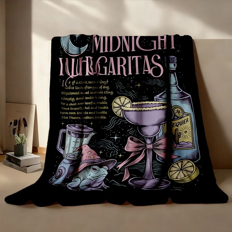 Midnight Margaritas Flannel Throw, Margarita Lovers Gift, Tequila Halloween, Margarita Flannel Blanket, Witchy Cozy Blan