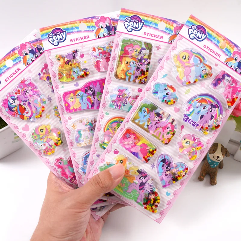 Flash Children\'s Cartoon Stickers My Little Pony Shake Water Stickers Boys and Girls Kindergarten Reward Water Quicksand Shake