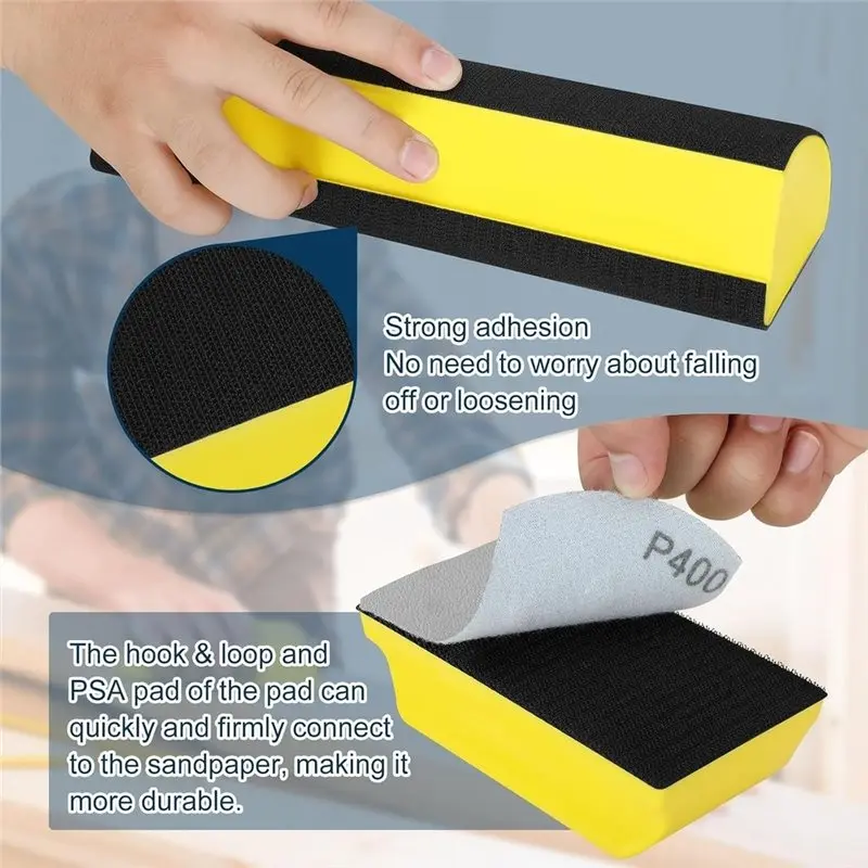 IALJ-Hand Sanding Block Set Hook & Loop Foam Sanding Blocks For Wood Metal Auto