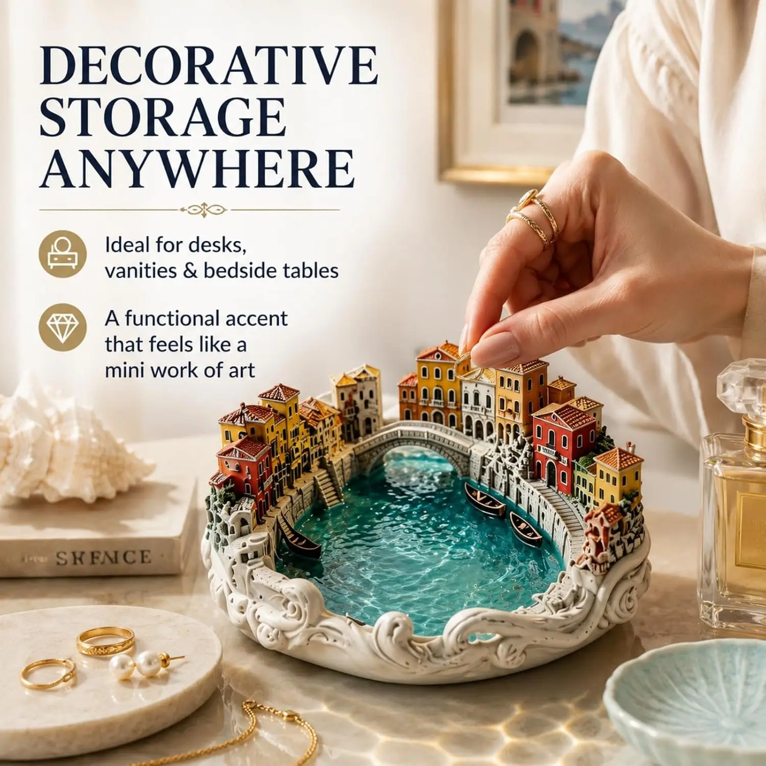 Venice Water City Catchall Tray, Key & Jewelry Dish Decor