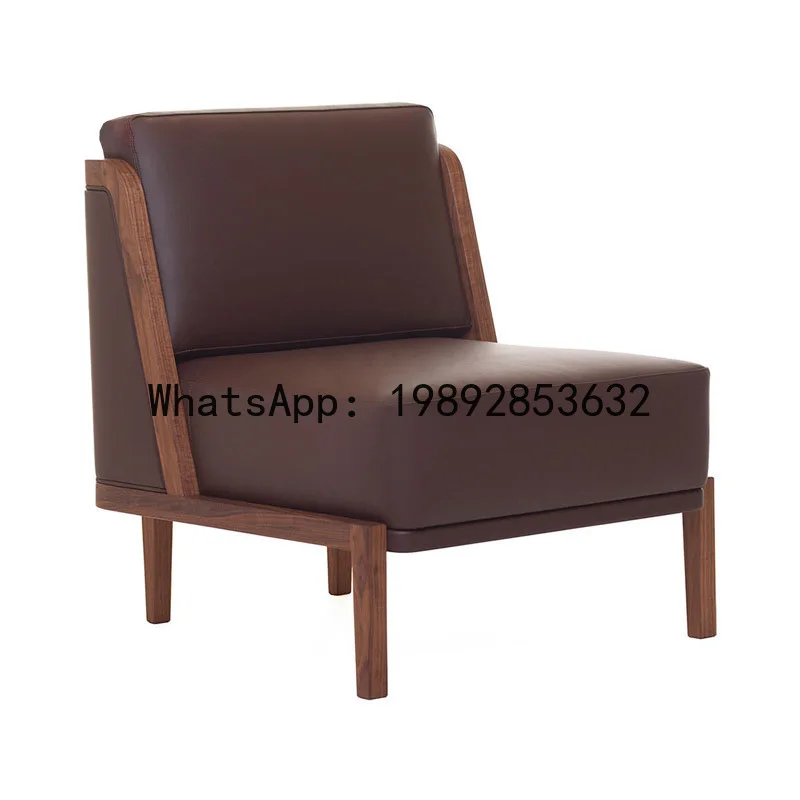 LYY Nordic Solid Wood Single Sofa Chair Living Room Backrest Leisure Rattan Three-Seater Small Apartment Hotel Restaurant Sofa