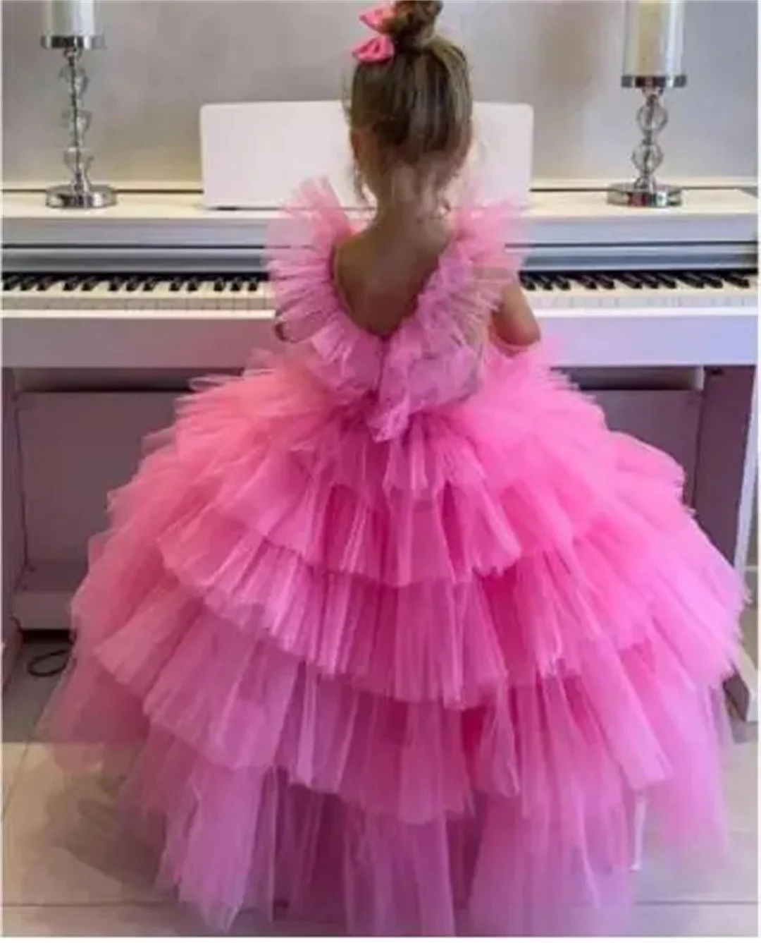 

Tulle Lace Flower Girl Dresses O Neck Long Princess Dress Girl Wedding Party Gown First Communion Dress Girl Size 1-16Y