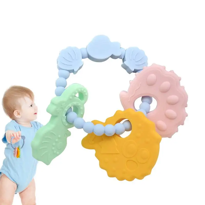 

Baby Teether Bracelet Baby Silicone Teething Ring Baby Chewing Bracelet Ring Toy Soft And Durable For Baby Boys Girls Kids