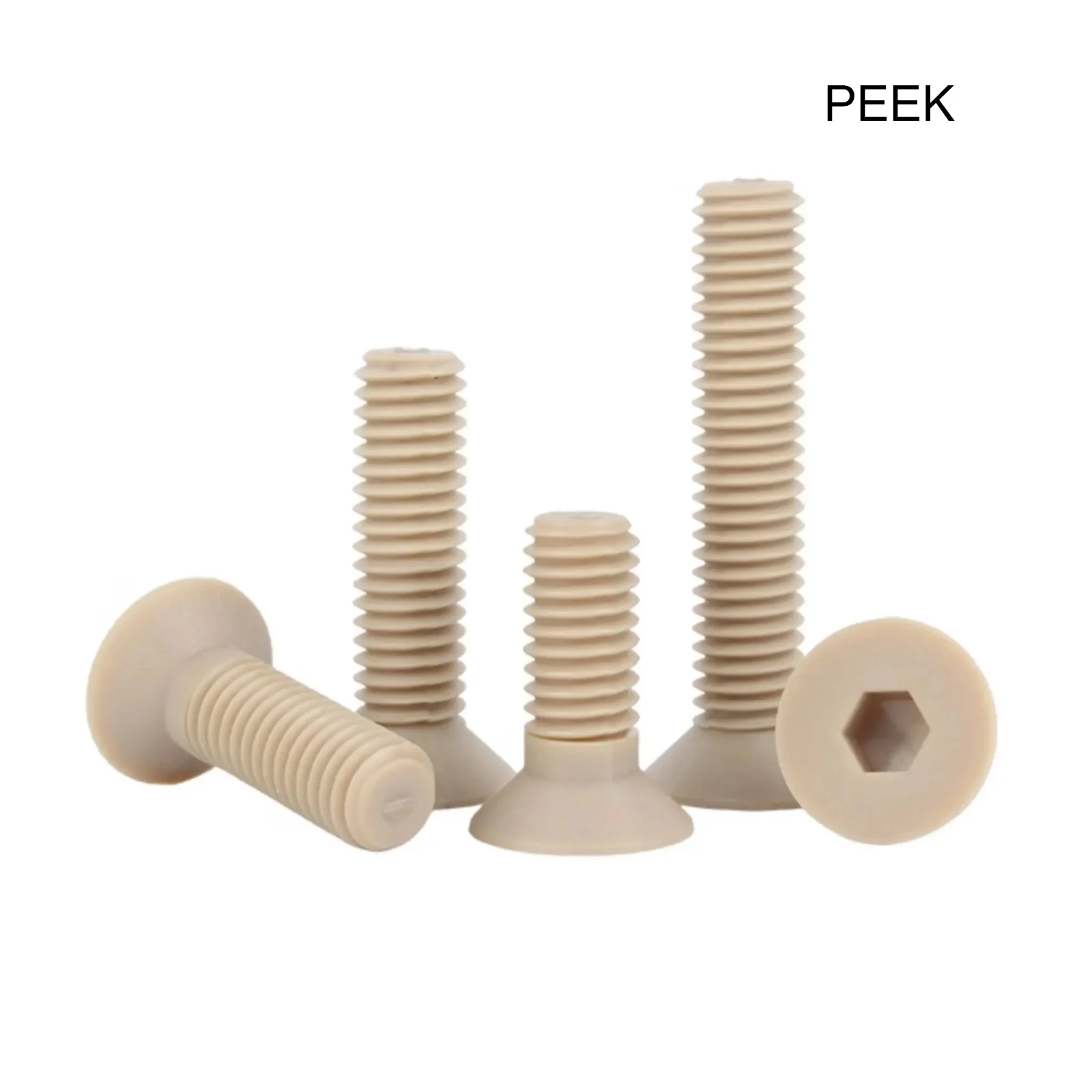 1/5pcs M3 M4 M5 M6 M8 M10 M12 DIN7991 PEEK High-temperature Strength Hexagon Hex Socket Head Flat Countersunk Allen Bolt Screw