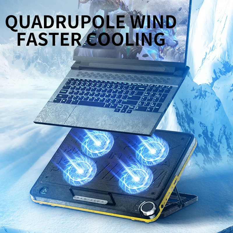 Bluetooth Speaker Integrated Notebook Radiator, Computer RaisedBracket Fan Cooler, 17.3 Inch Game Machine Universal