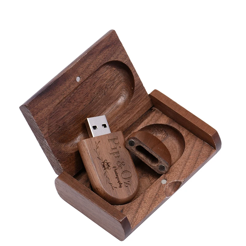 Wedding Gifts Free Custom LOGO Wooden USB 3.0 Flash Drive 4GB/8GB/16GB/32GB/64GB Pen Drives Oval Memory Stick Real Capacity