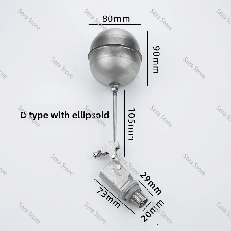 Water Tank Ball Float Valve Preservative Stainless Steel 304 200 Celsius Degree 1/2