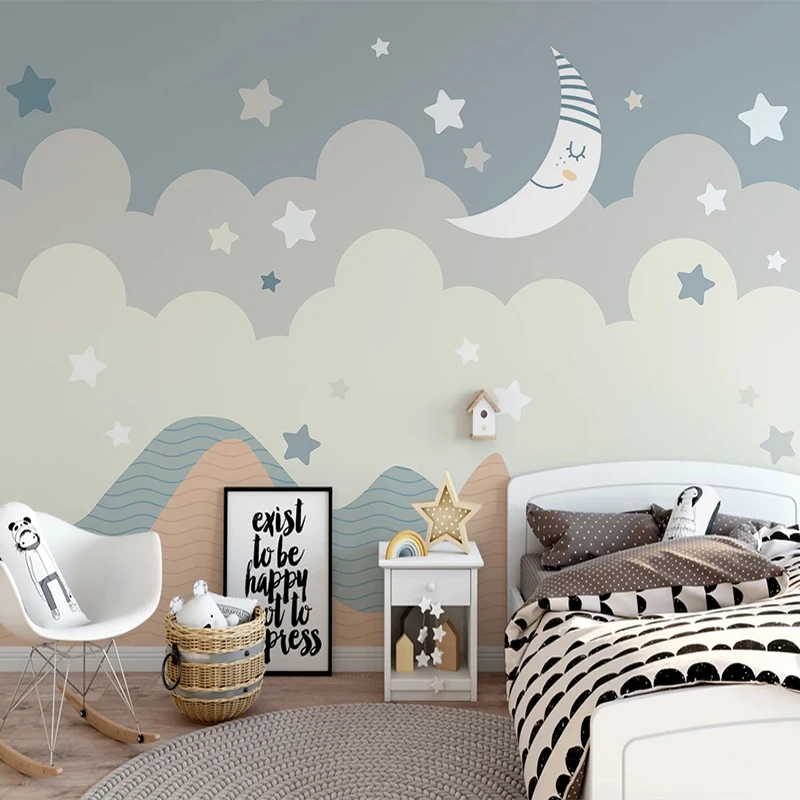 Customized products 3D Kids Room Cartoon Stars Moon Children Bedroom Wallpaper Mural living room TV backdrop bedroom restaurant