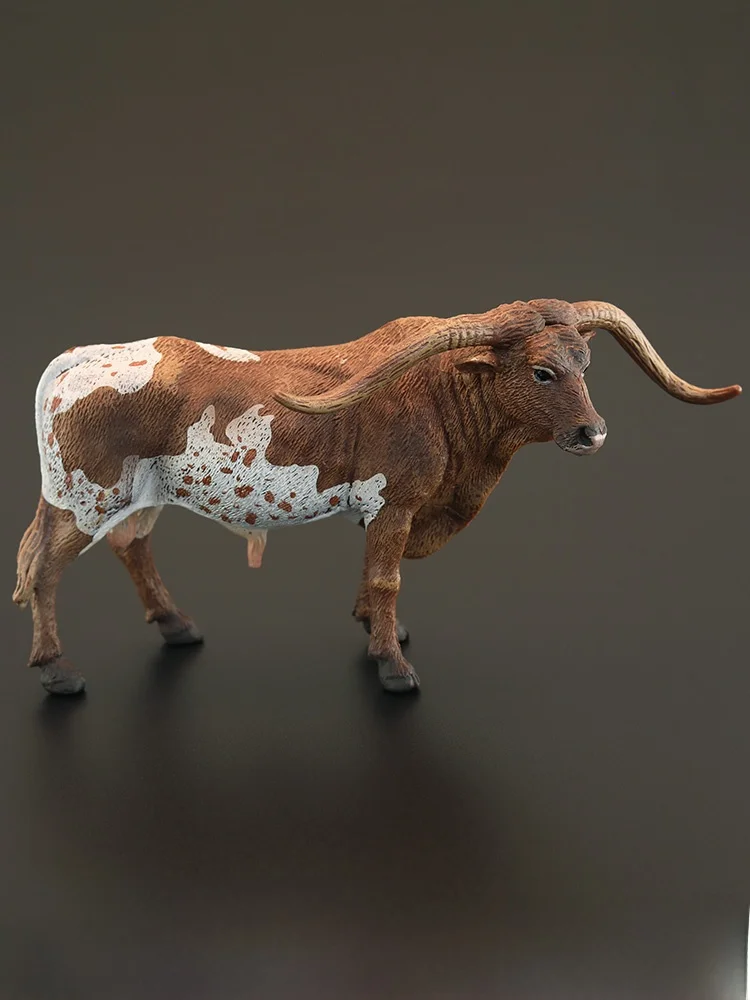 Brinquedo de Modelo Animal Sólido: Touro Texas Longhorn, Simulação de Animal de Fazenda, Peça de Exibição para Presente, Brin...