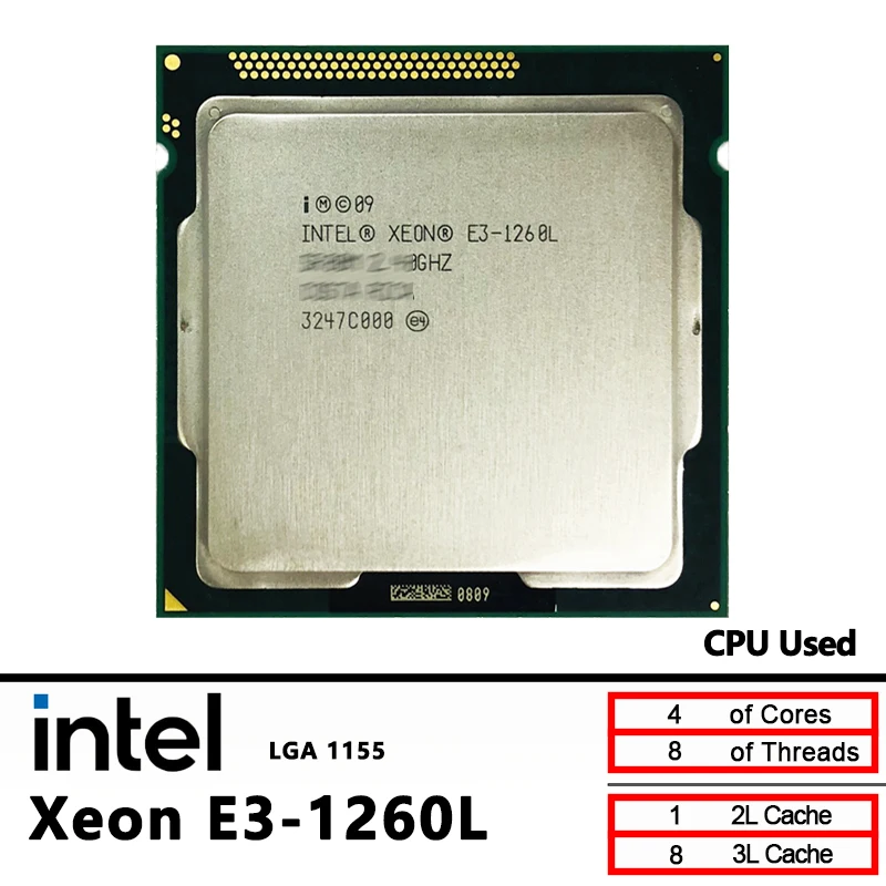 

Intel Xeon E3-1260L Used CPU E3 1260L 2.4 GHz Quad-Core Eight-Thread 45W CPU LGA 1155