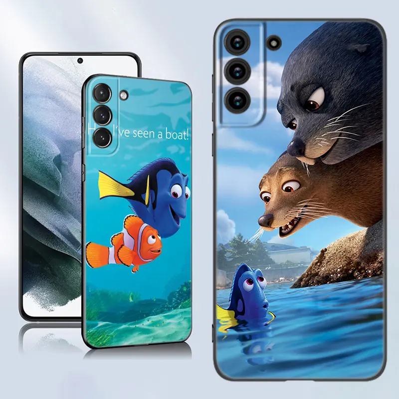 Finding Nemo Dory Black Silicone Phone Case For Samsung Galaxy S23 S21 S20 FE S24 S22 Ultra S10E S10 S9 S8 Plus