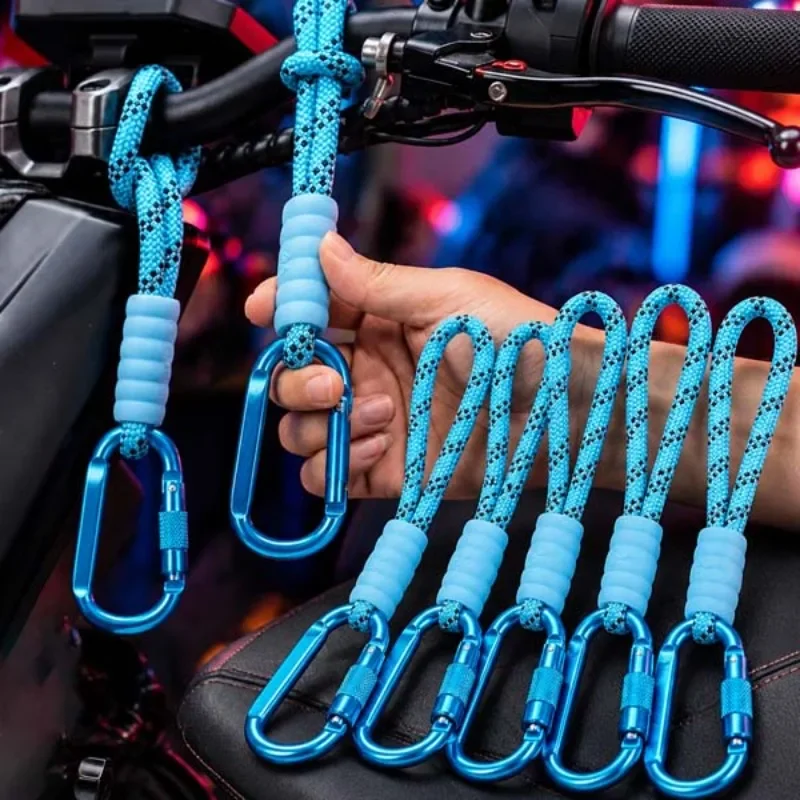 Bike Handle Hook with Anti-slip Lock and Reflective Cord Hanging Buckle with Reflective Rope Heavy Duty Hanger Motor Accessories