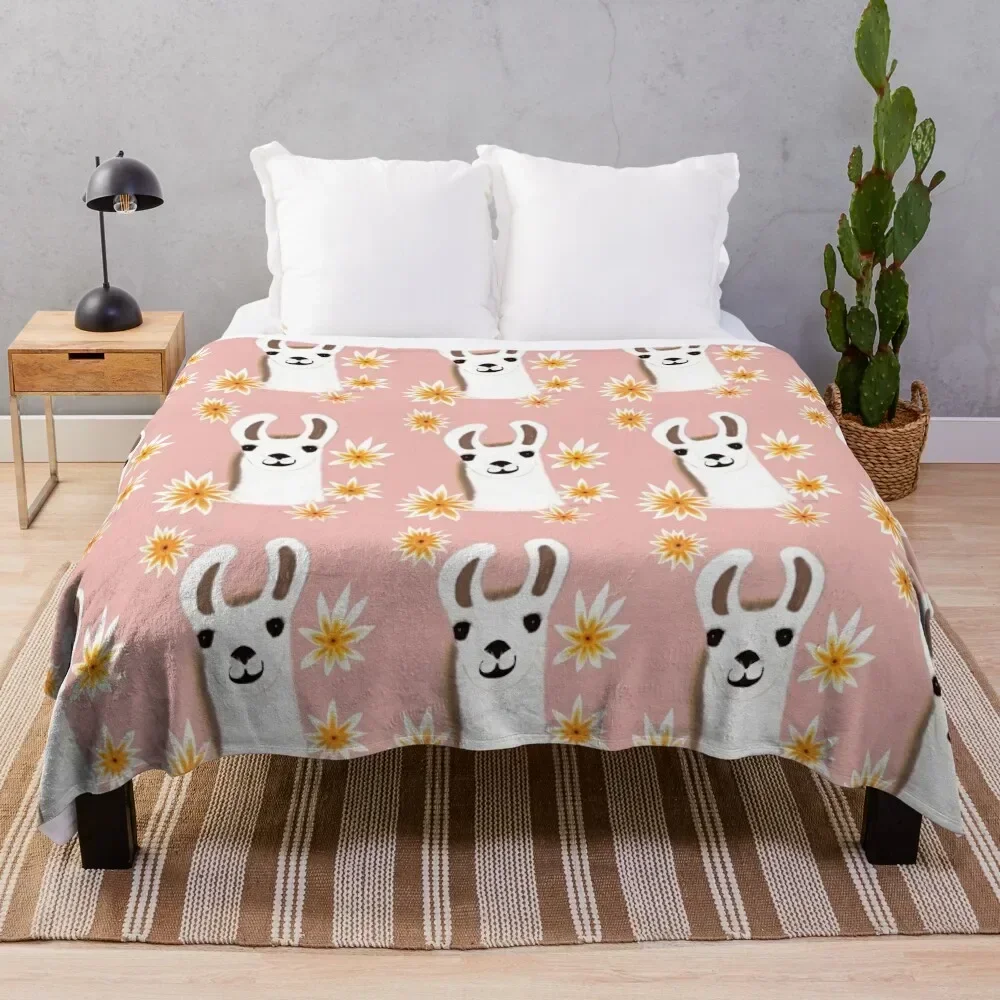 

Lovely Llama Pink Throw Blanket Decorative Soft Throw Blanket for Couch Sofa
