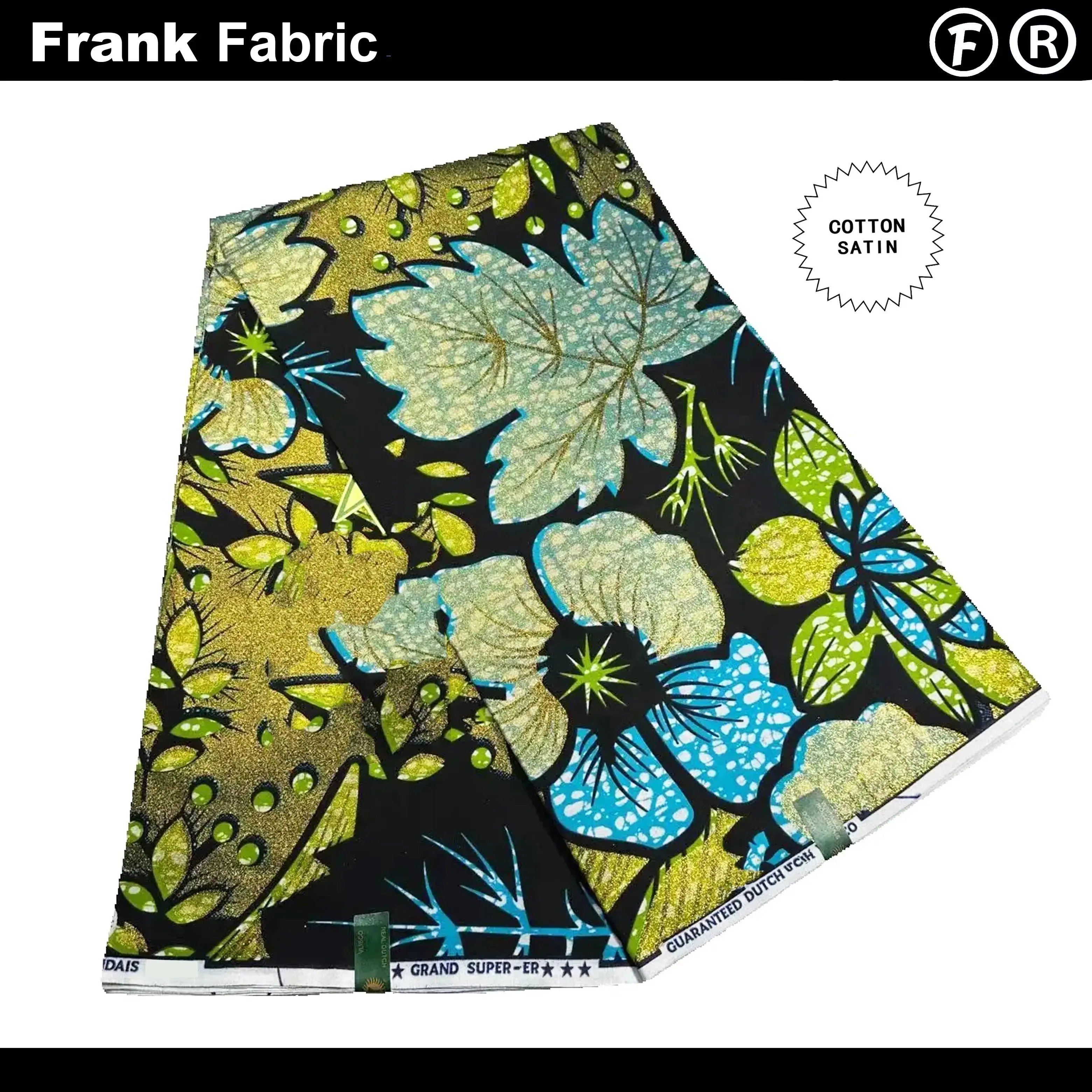 

Real Original Wax Grand Super Ankara Fabric Certified Glitter Glam African Hollandais Fabric For Dress With QR Code VLSG0918.008