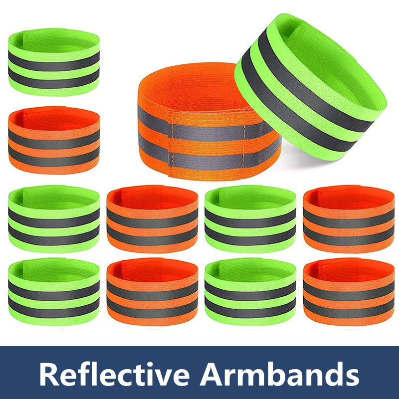 2 pezzi fascia da braccio riflettente per polso da polso cinturino elastico alla caviglia cinturino da polso di sicurezza sport all'aria aperta corsa notturna sicurezza da Jogging