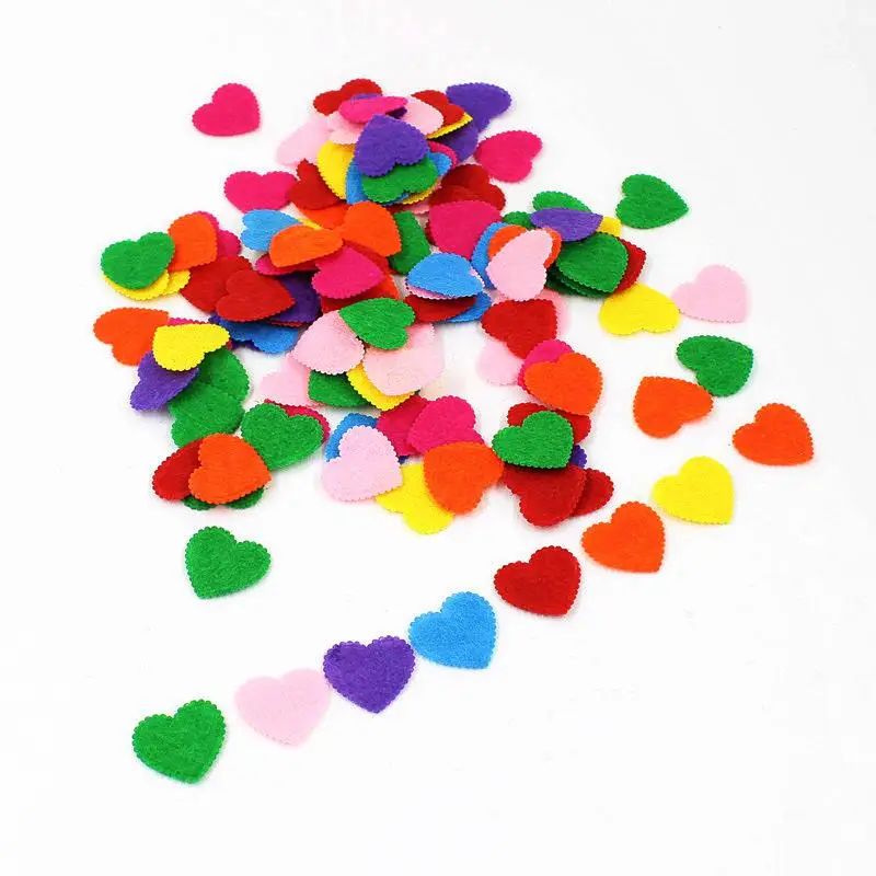 200 pz/lotto 20mm nuovo fiore Non tessuto colore misto Appliques in feltro a forma di cuore per accessori per forniture artigianali fai da te