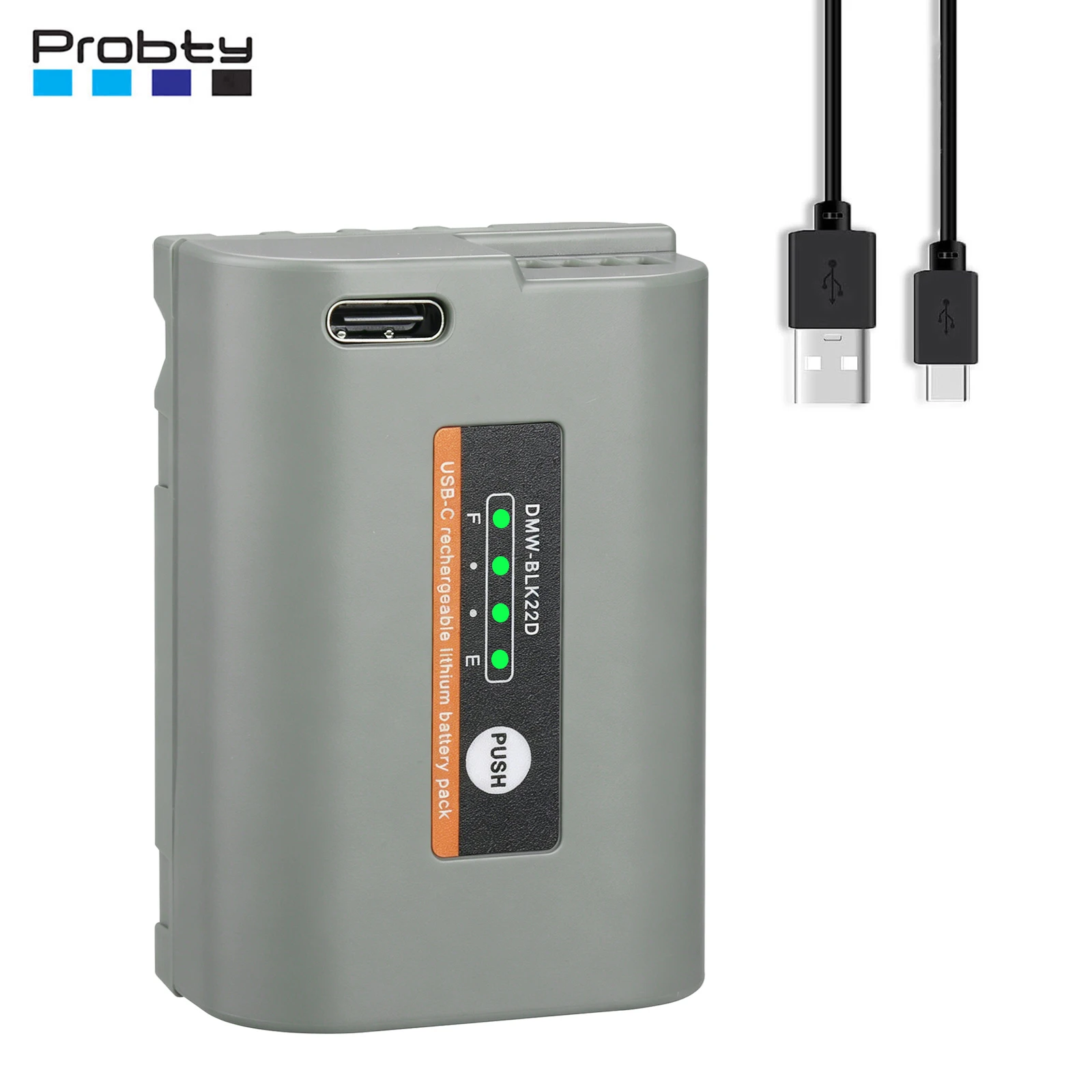 Probty 2600 mAh DMW-BLK22 Akku mit USB-C-Anschluss für Panasonic LUMIX S5, S5II, GH6, GH5, G5 II, S5 IIX, GH7, S9, G9 II