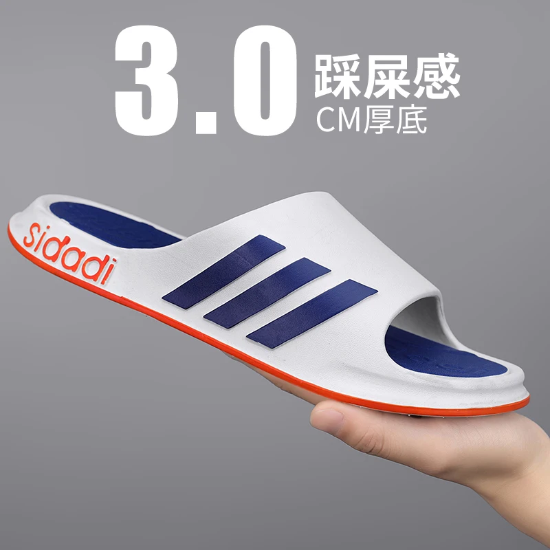 

2025New Comfortable Casual Summer Classic Three-Stripes Slippers Beach Shoes Men's Indoor High-Quality Slide Sandals
