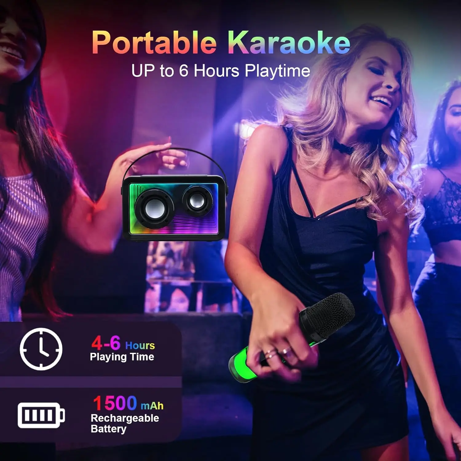 Mini Karaoke dla Dzieci i Dorosłych Prezent na Boże Narodzenie Głośnik Bluetooth STEREO Magic Voice Bezprzewodowe Mikrofony Gra Imprezowa w Pomieszczeniach Zabawki