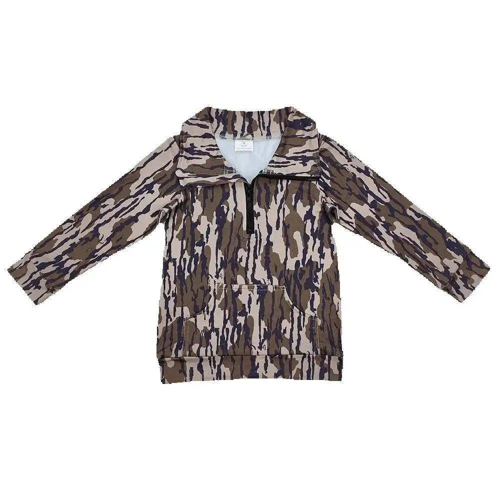 

New Fashion Baby Boys Clothes Top Bottomland Camo Zip Pullovers Tops Kids Children Shirt Boutique Toddler Boys Pullovers Clothes