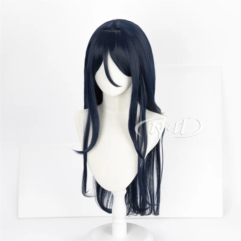 ND Hoshino Ichika شعر مستعار تأثيري مشروع SEKAI تأثيري طويل الأزرق الداكن والأسود خصلات الشعر المستعار للعبة كوميك كون كوزر الطرف الاصطناعية