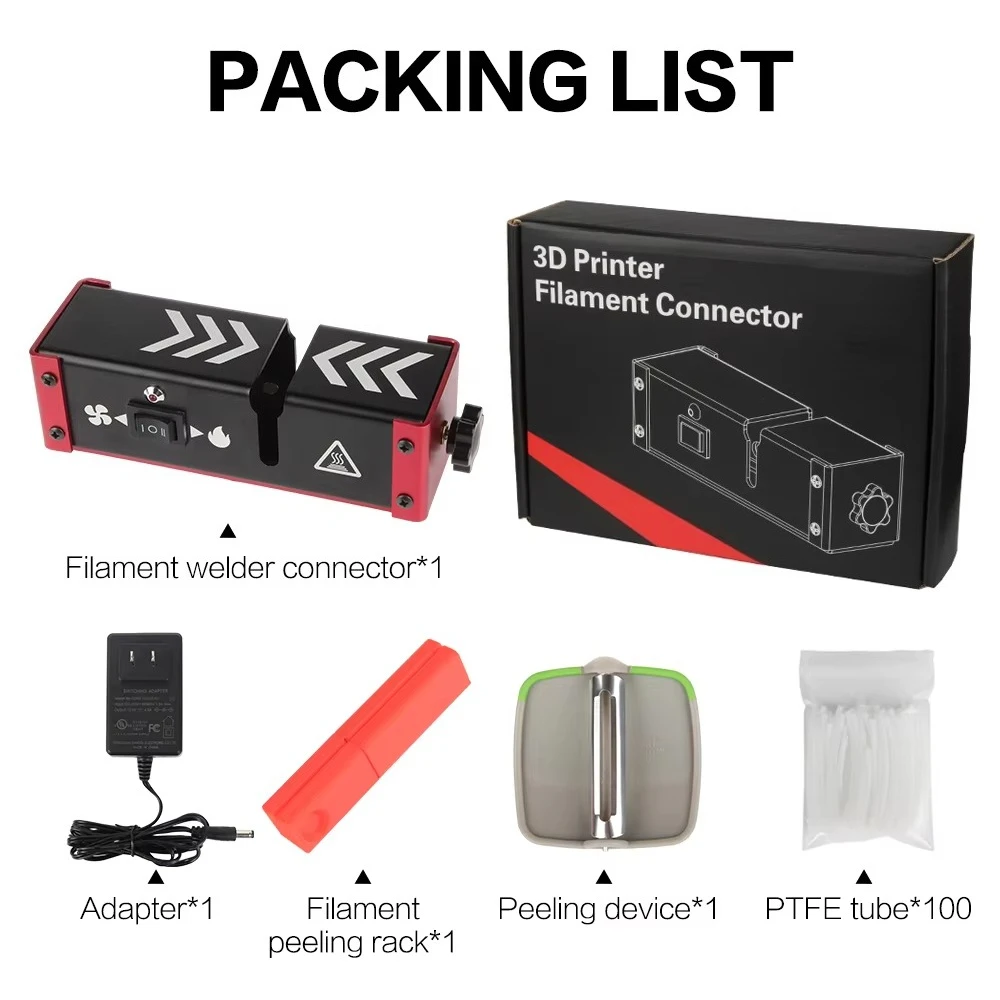 Accesorios para impresora 3D, conector de filamento de 1,75 MM, empalmador de soldador, herramienta de abrazadera de unión de Material PLA/ABS/PETG/PA/PC