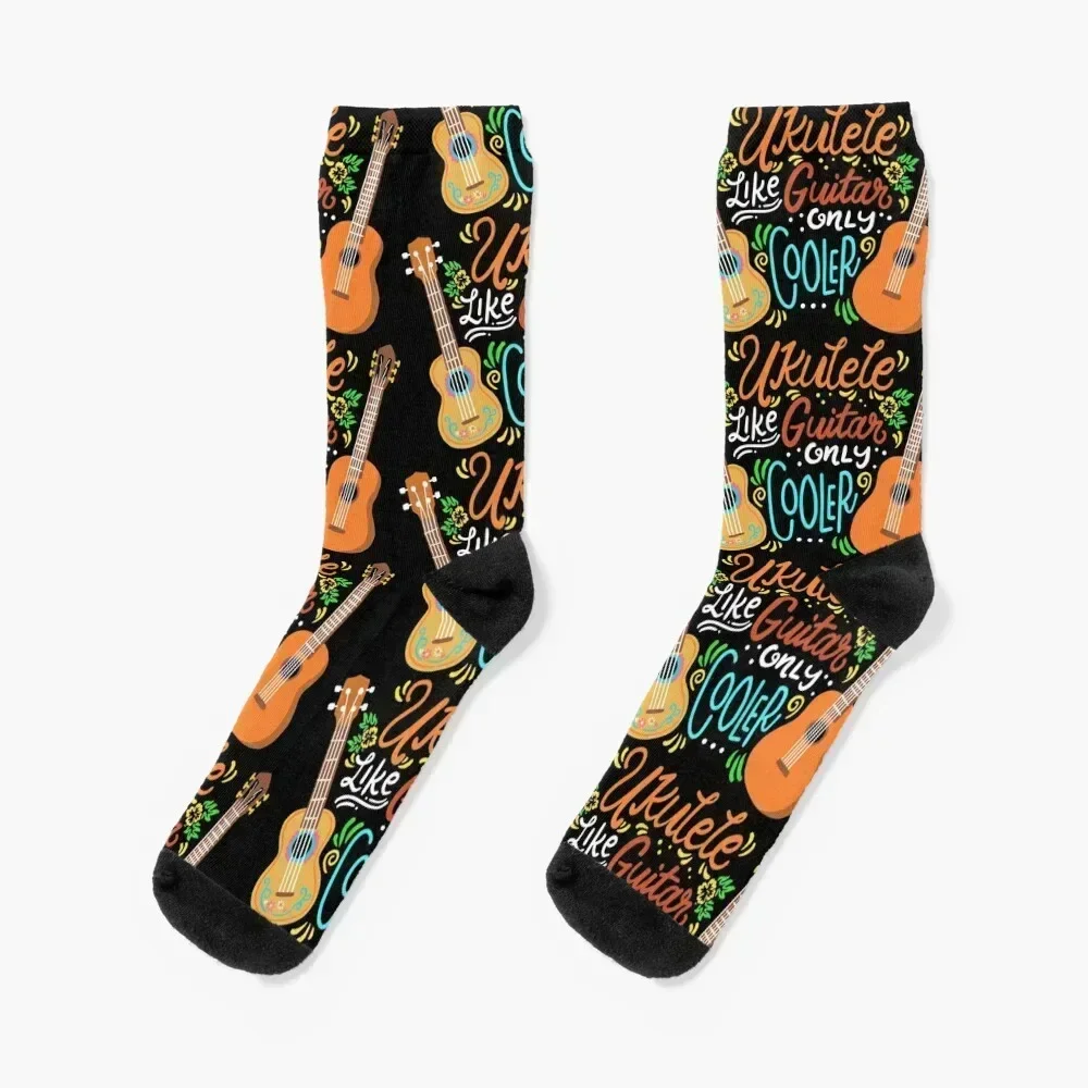 Ukulele Like Guitar Only Cooler Music Musician Socks colored Christmas hip hop Boy Socks Women's