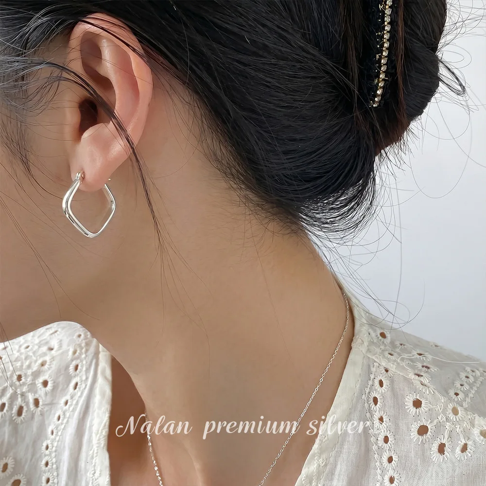 S925 Silver Geometric Square Ear Cuff Nickel Free Lead Safe Hypoallergenic Minimalist Wholesale Dainty Jewelry for Women view 2