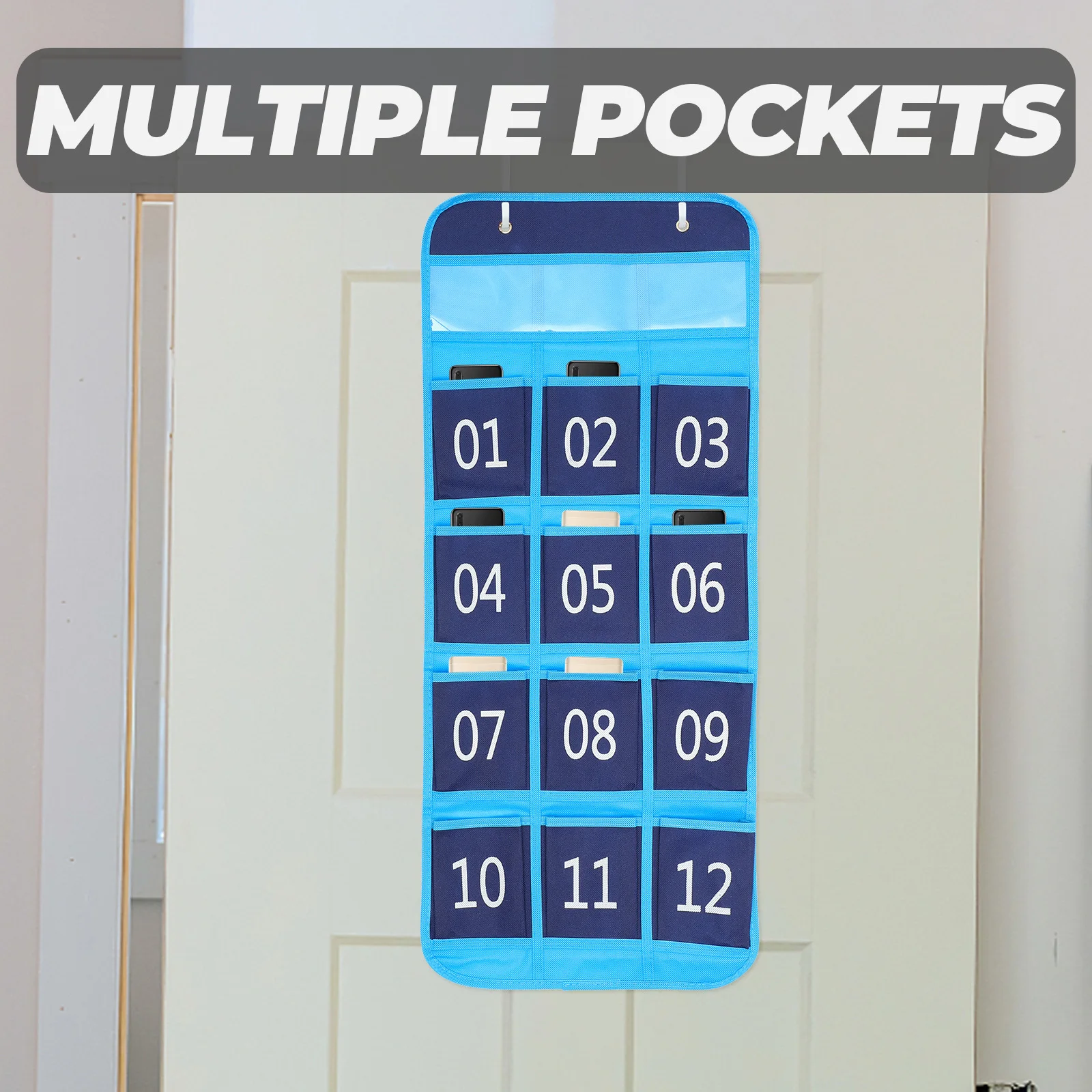 1 шт., сумка для хранения телефона, подвесной органайзер для классной комнаты, пронумерованная карманная диаграмма для сотового телефона, настенный дверной подвесной органайзер