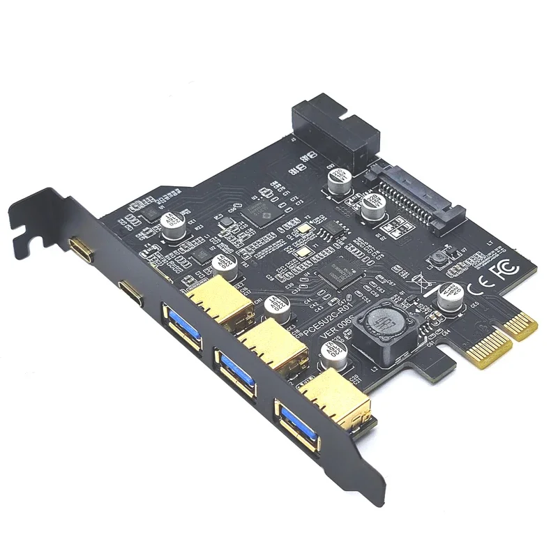 Type C USB 3.2 Gen1 PCIE-kaarthub USB 3.0 PCI Express-kaart PCI-E PCI E USB 3-adapter Multiplier USB3 3.1 Controller Riser-kaarten