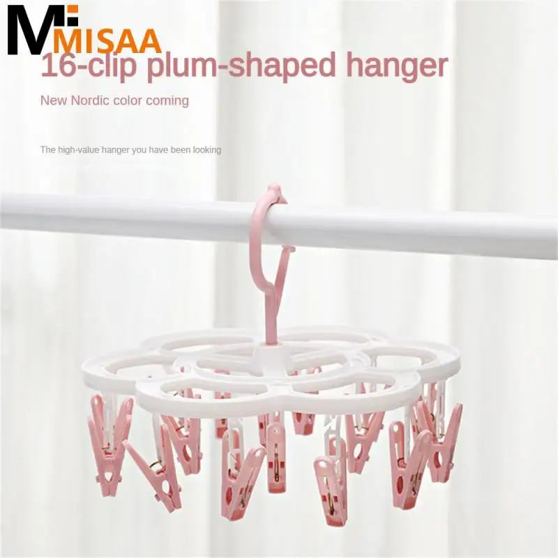 Plastic Drying Rack Organizer 360 Angle Swivel Design With 16 Clips Durable Plastic Clips Hanger Plastic Clothes Dryer Rack